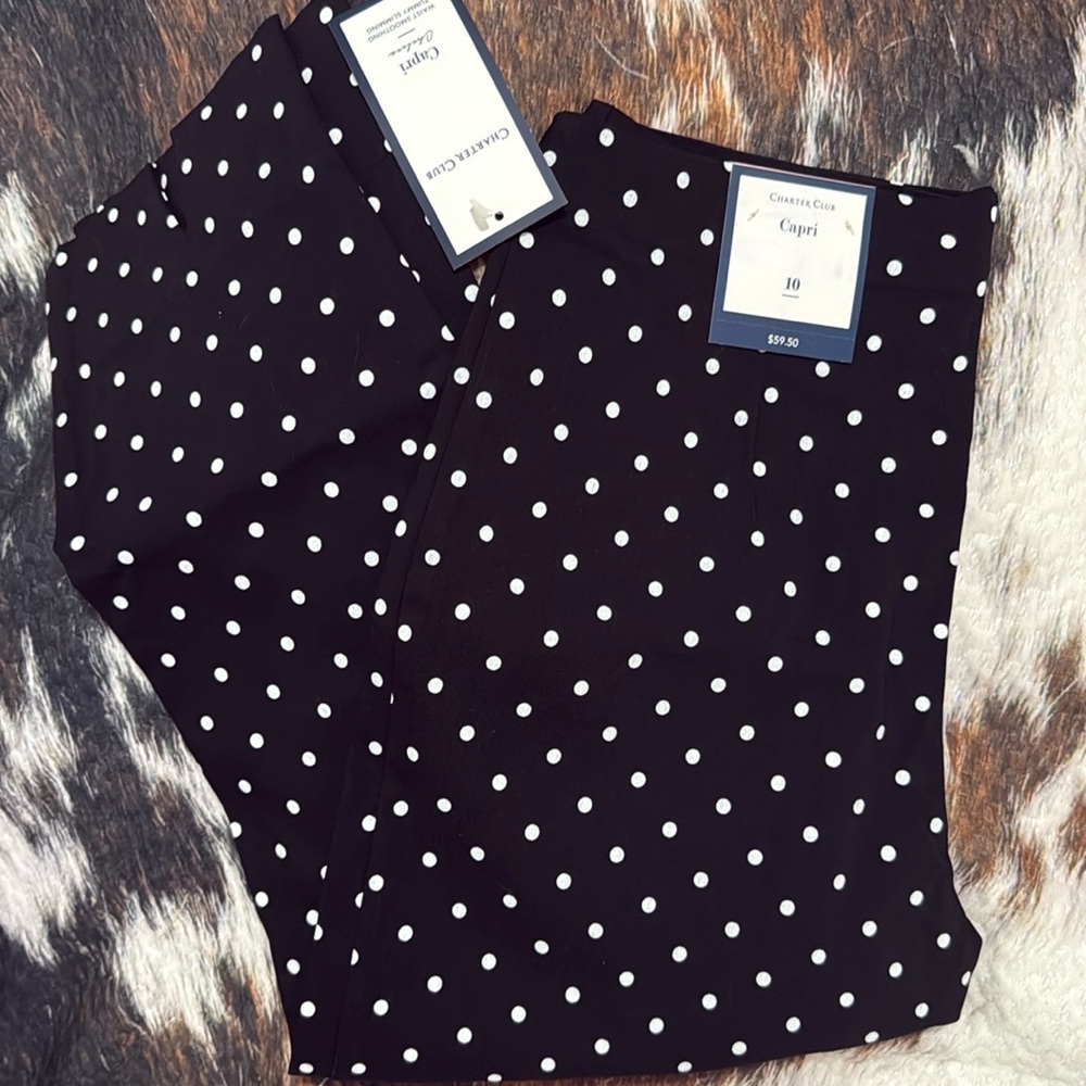 NWT- Charter Club Capri “Garden Party” polka dot- size 10